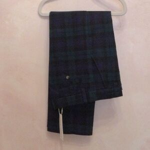 Plaid Trousers in Dark Green and Navy